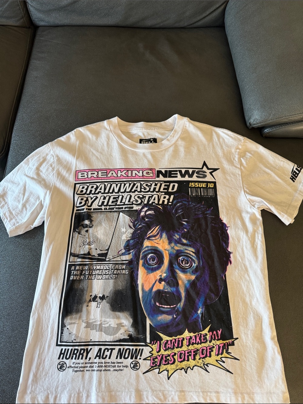Hellstar 'Breaking News' White Graphic Tee